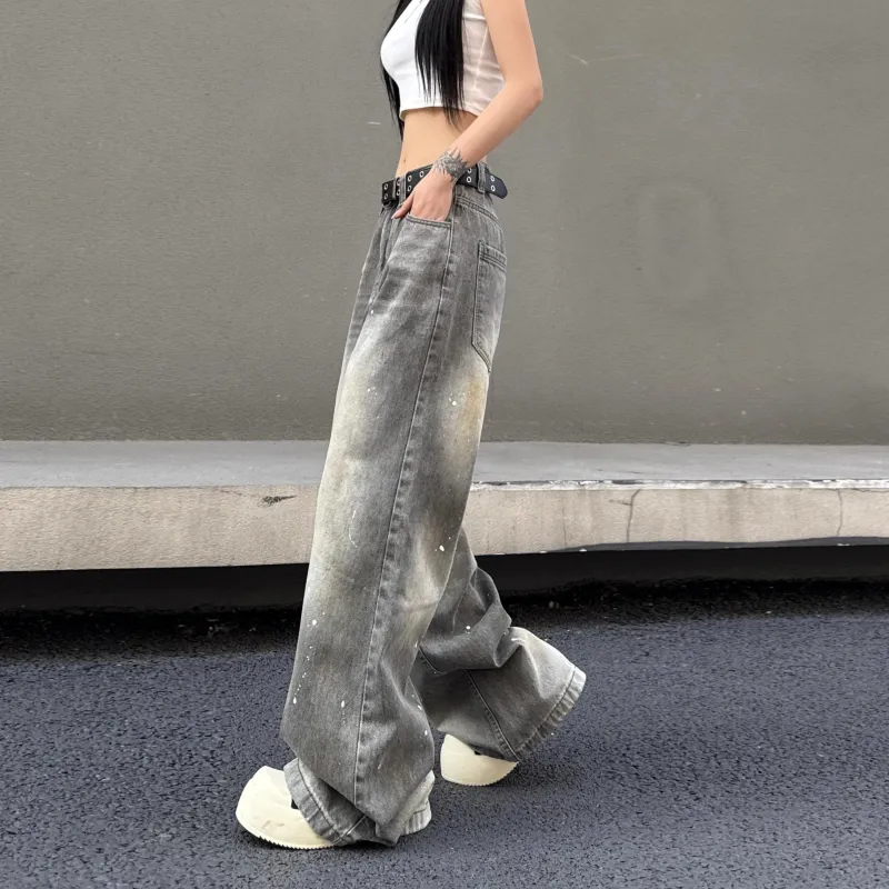Menglaini Jeans Women's Gray-5