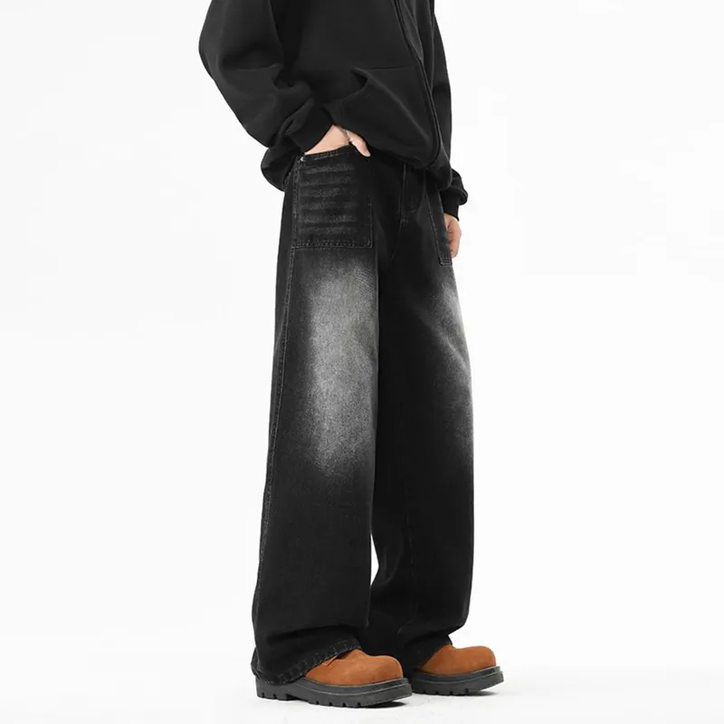 Menglaini Jeans Unisex Black Gray-4