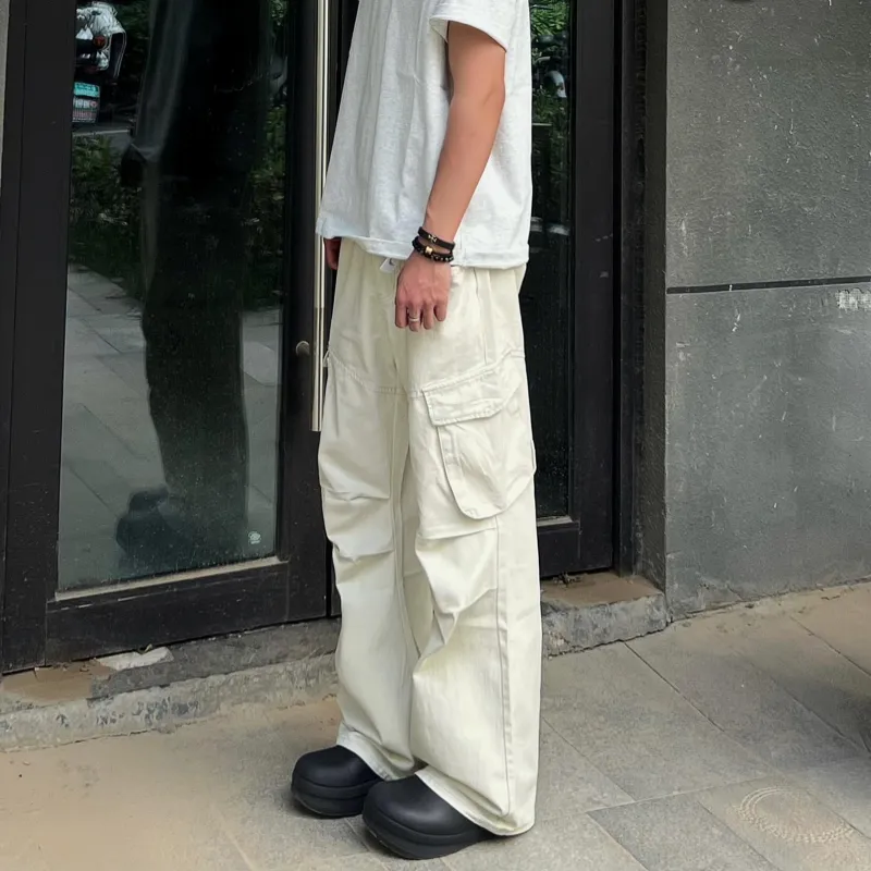Menglaini Casual Pants Unisex Ecru-1