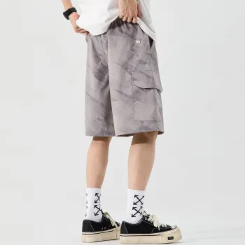 Menglaini Casual Shorts Unisex Gray Green[Ice Silk Breathable]