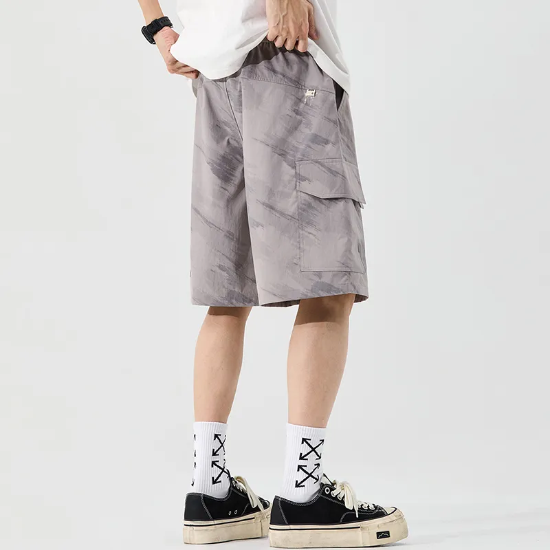 Menglaini Casual Shorts Unisex Gray Green[Ice Silk Breathable]-1