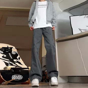 Menglaini Casual Pants Unisex Gray