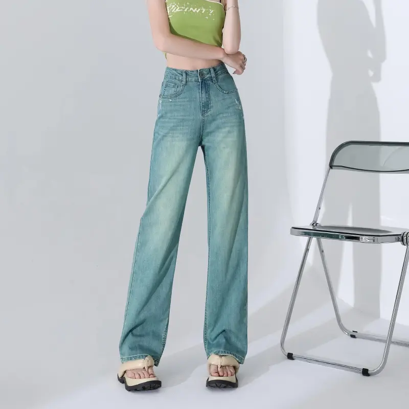 Menglaini Jeans Unisex Emerald Green-7