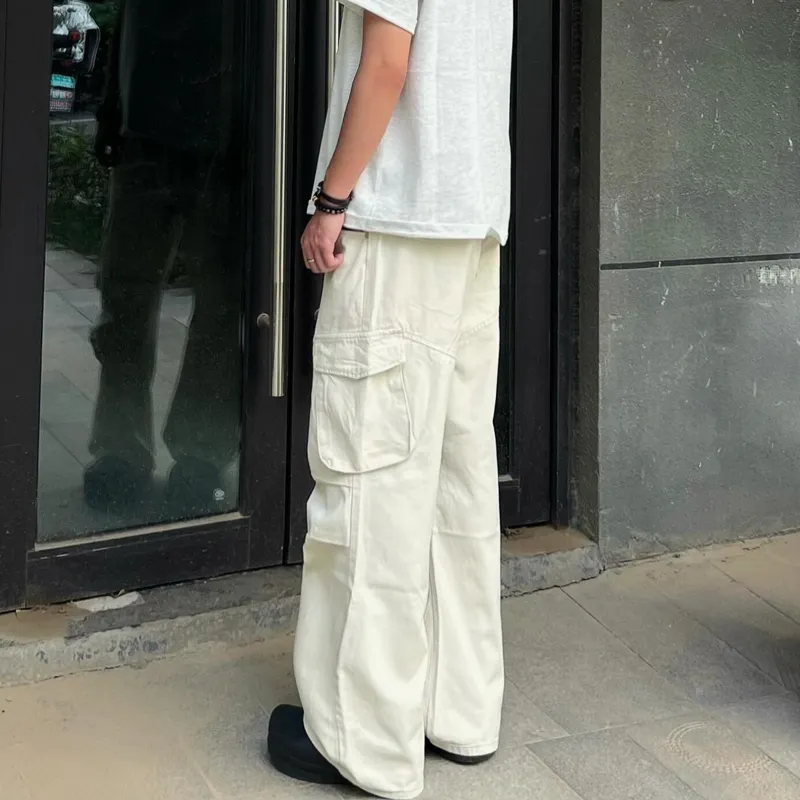 Menglaini Casual Pants Unisex Ecru-2