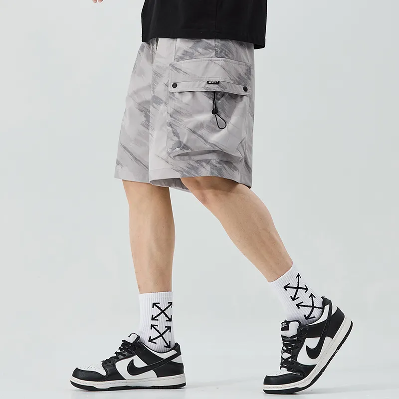 Menglaini Casual Shorts Unisex Beige Gray[Lightweight & Breathable]-2