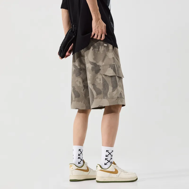 Menglaini Casual Shorts Unisex Dark Khaki-6