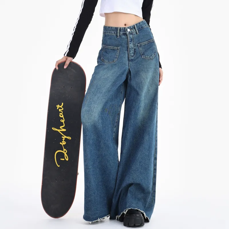 Menglaini Jeans Women's Vintage Blue-1