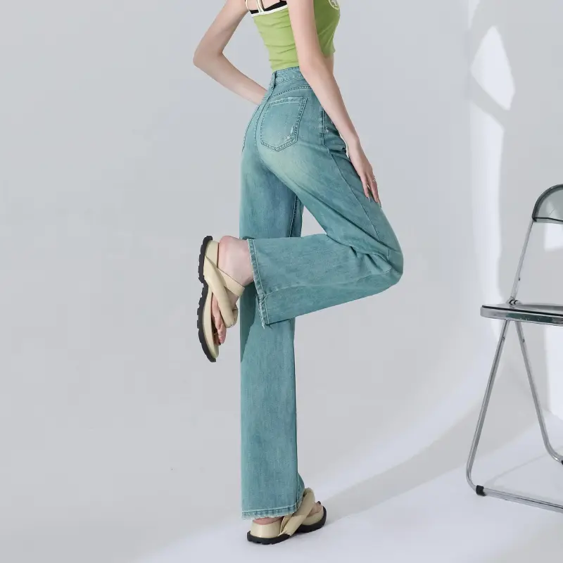 Menglaini Jeans Unisex Emerald Green-6