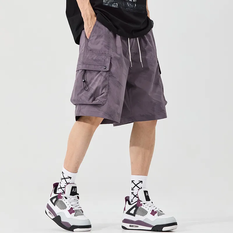 Menglaini Casual Shorts Unisex Purple[Lightweight And Breathable]-2