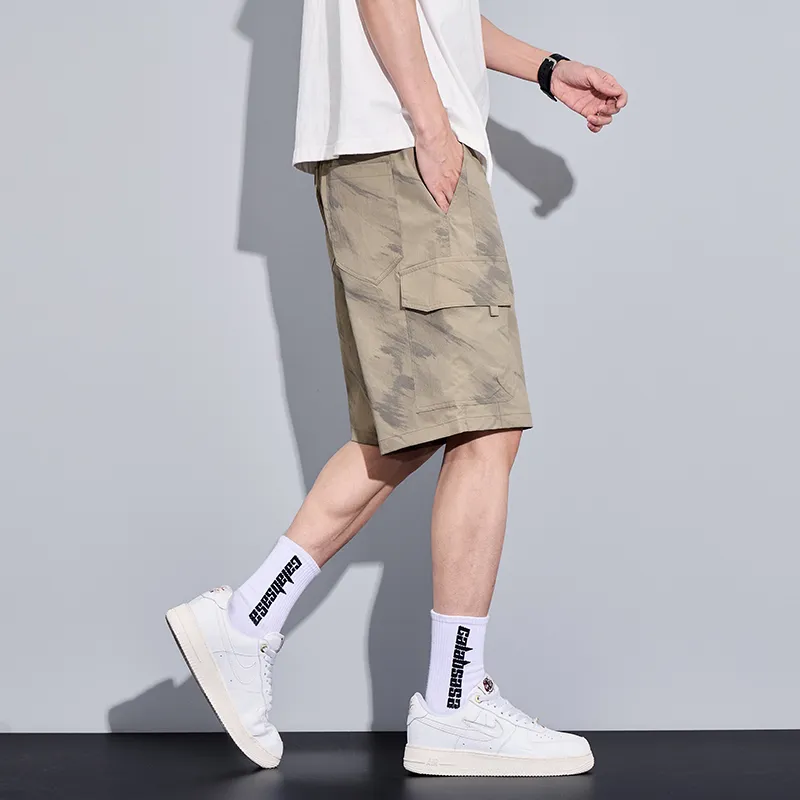 Menglaini Casual Shorts Unisex Khaki[Heavyweight Upgraded]-3