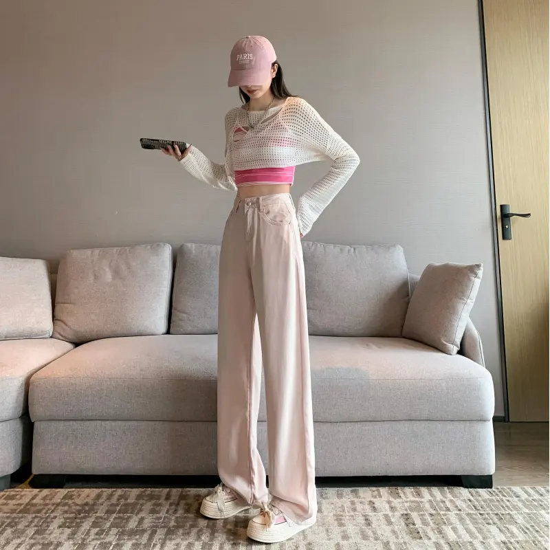 Menglaini Jeans Unisex Pink-5