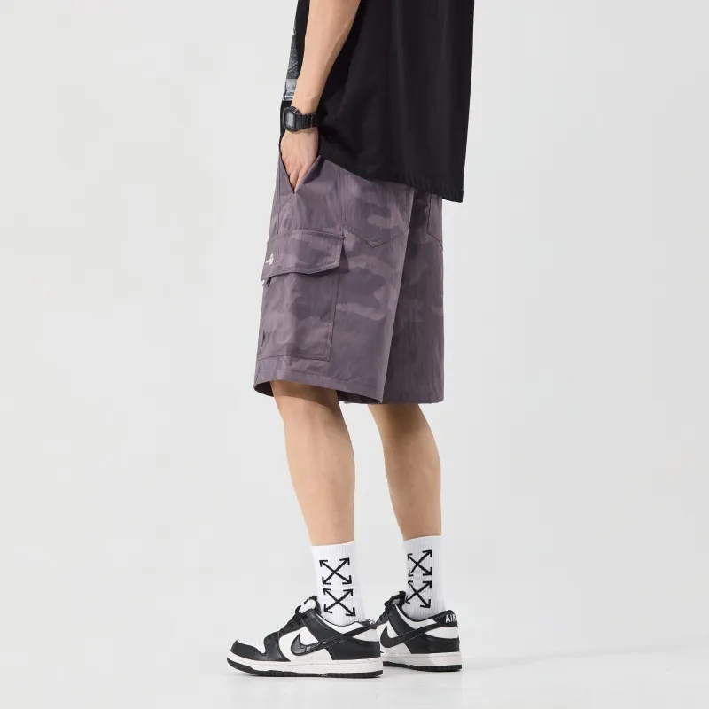 Menglaini Casual Shorts Unisex Purple-6
