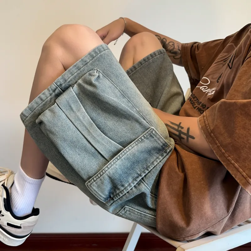 Menglaini Denim Shorts Unisex-4