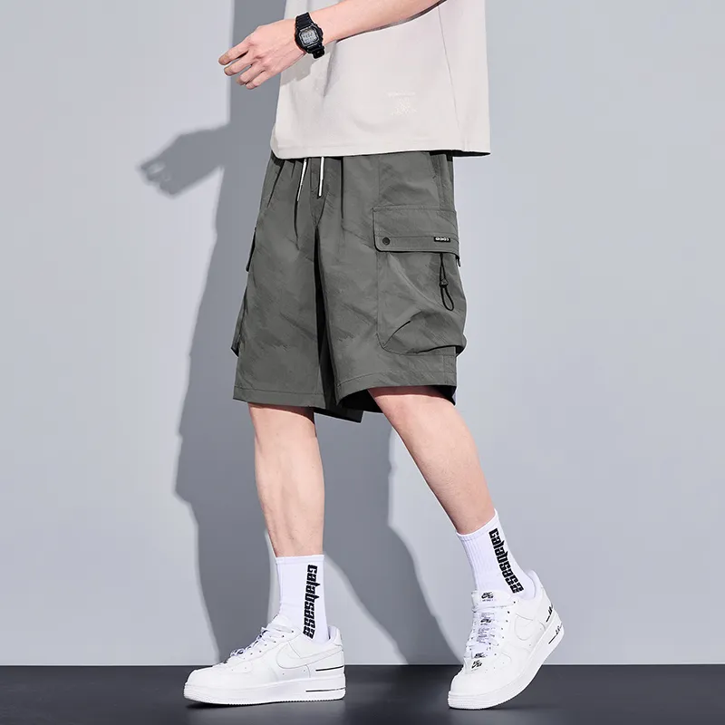 Menglaini Casual Shorts Unisex Army Green-2