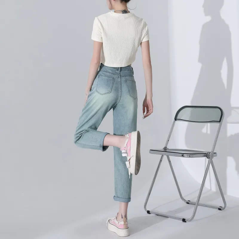 Menglaini Jeans Women's Emerald Light Green-1
