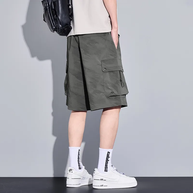 Menglaini Casual Shorts Unisex Army Green-4
