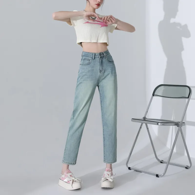 Menglaini Jeans Women's Emerald Light Green-5