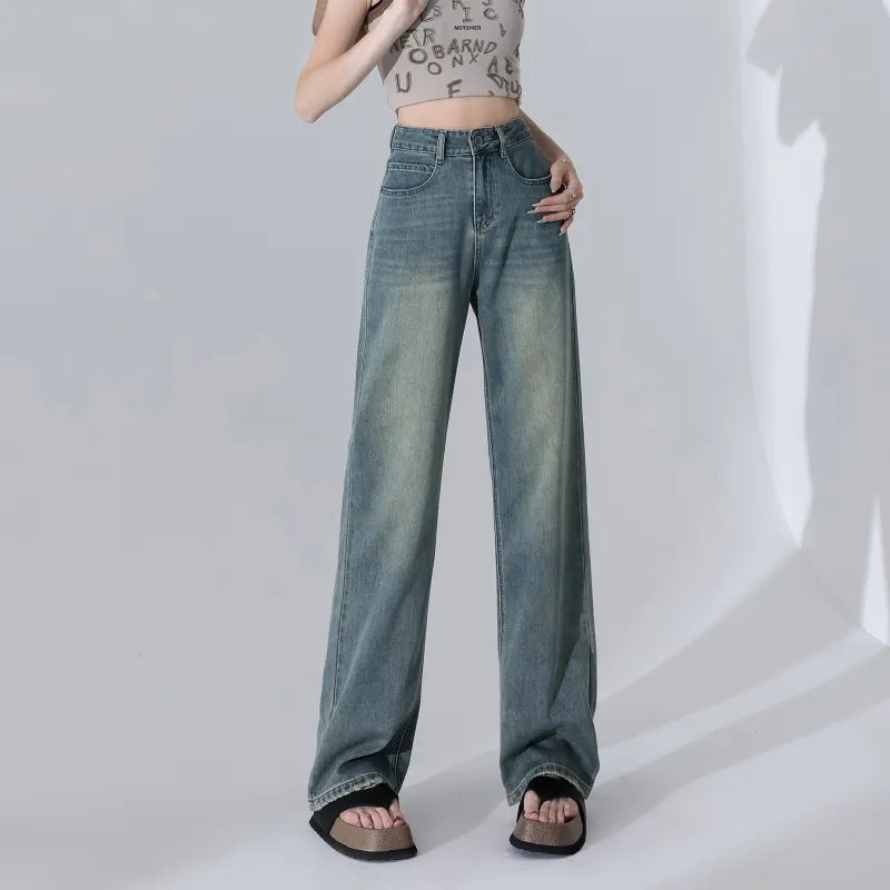 Menglaini Jeans Women's Vintage Blue Green-4