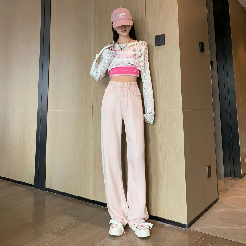Menglaini Jeans Unisex Pink-2