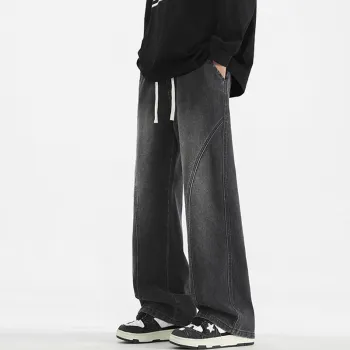 Menglaini Jeans Unisex Black Gray Color