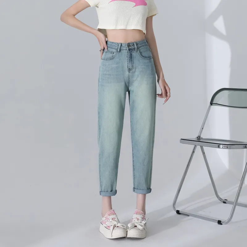 Menglaini Jeans Women's Emerald Light Green-3