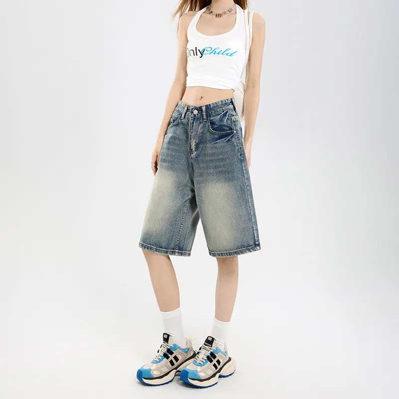Menglaini Denim Shorts Women's Sky Blue-1