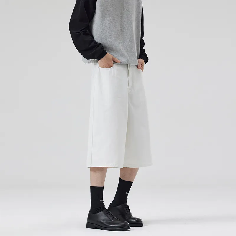 Menglaini Denim Shorts Unisex Ecru-5