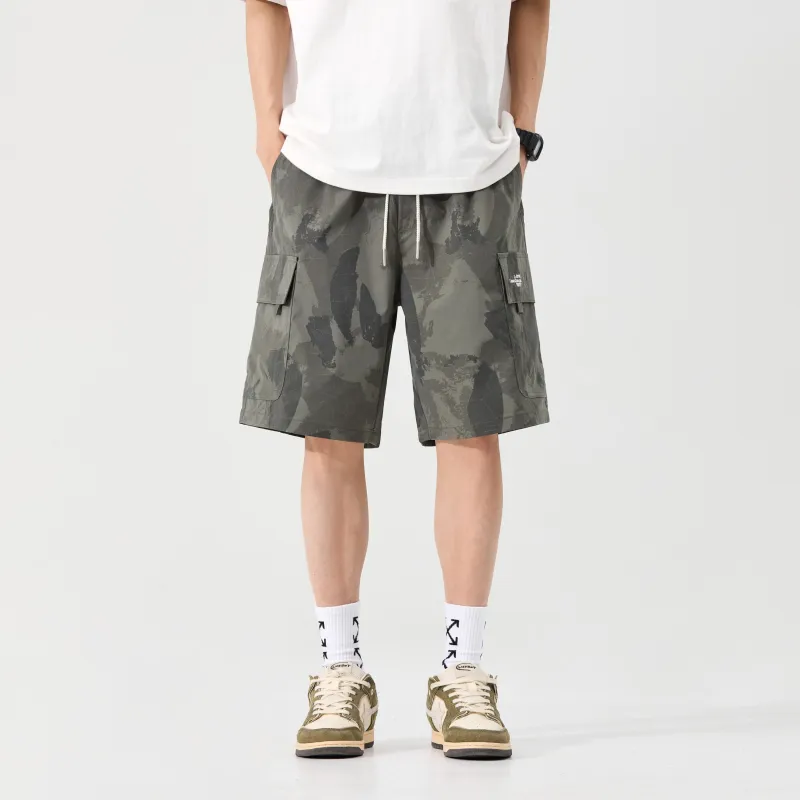 Menglaini Casual Shorts Unisex Army Green-1