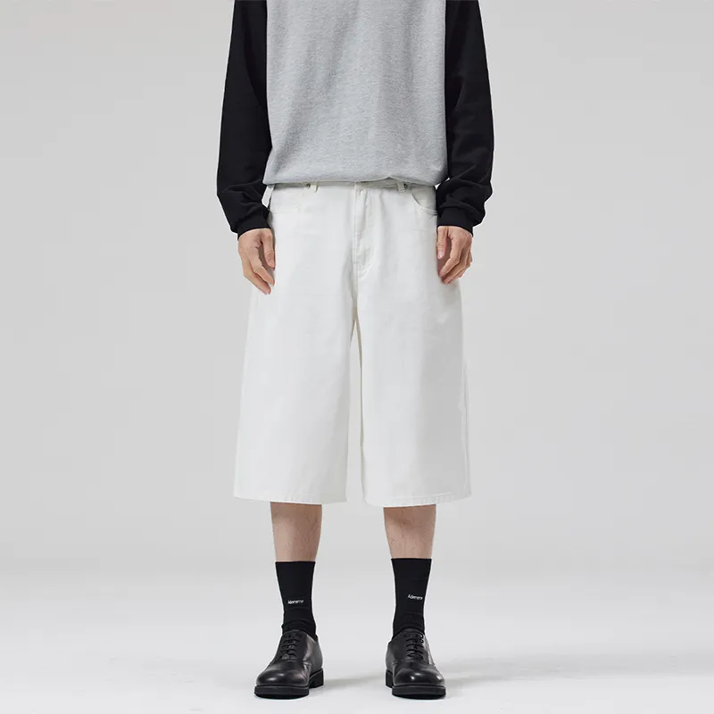 Menglaini Denim Shorts Unisex Ecru-2
