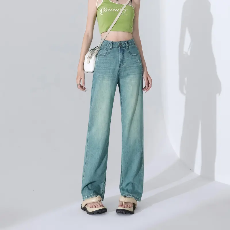 Menglaini Jeans Unisex Emerald Green-1