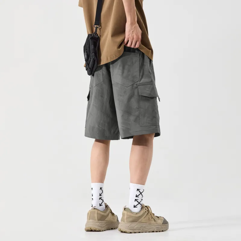 Menglaini Casual Shorts Unisex Army Green-1