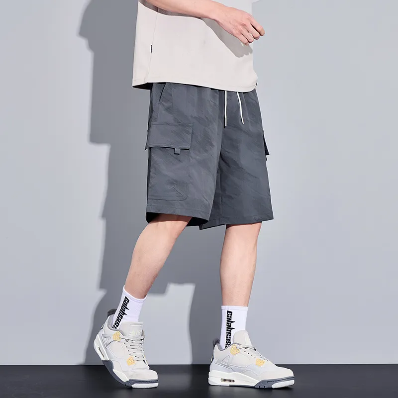 Menglaini Casual Shorts Unisex Dark Gray[Breathable Lightweight]-1