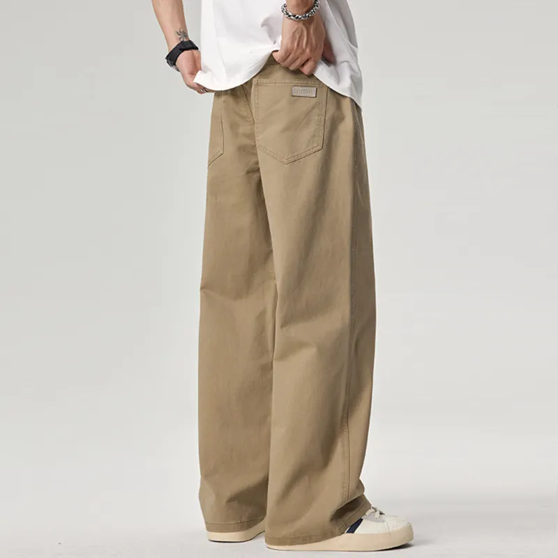 Menglaini Casual Pants Unisex Khaki-5