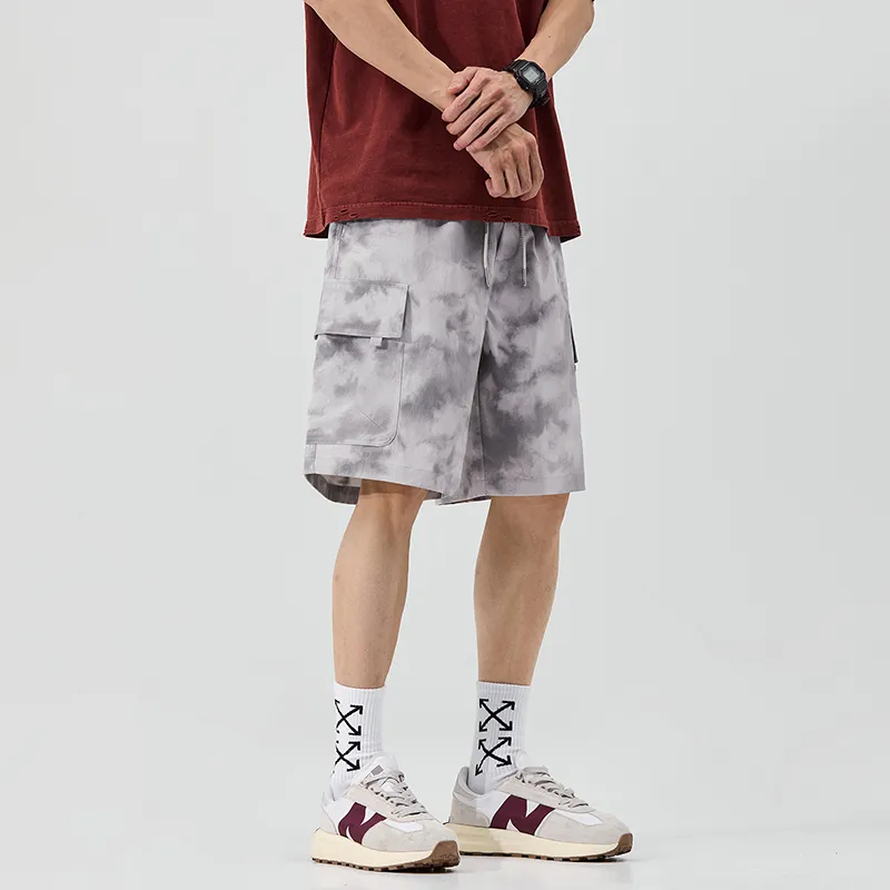 Menglaini Casual Shorts Unisex Beige Gray[Cool Body Sensation]-1