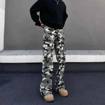 Menglaini Jeans Unisex Camouflage Pants