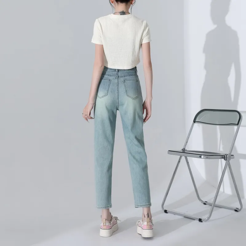 Menglaini Jeans Women's Emerald Light Green-4