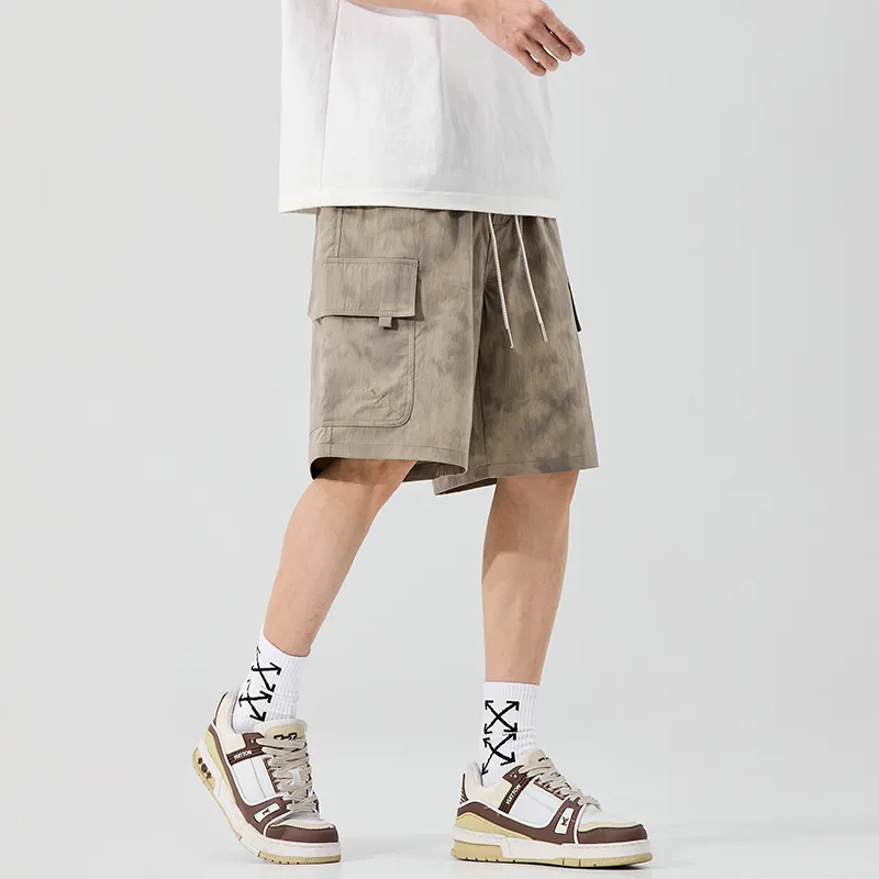 Menglaini Casual Shorts Unisex Khaki[Thin And Breathable]-1