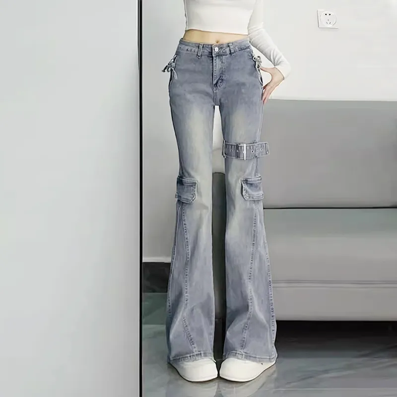 Menglaini Jeans Women's Vintage Blue-2