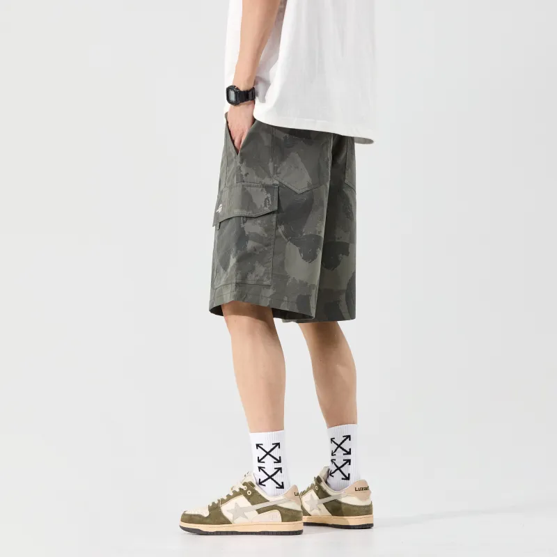 Menglaini Casual Shorts Unisex Army Green-5