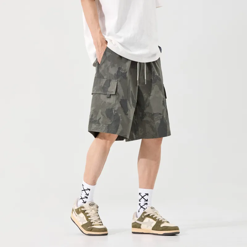 Menglaini Casual Shorts Unisex Army Green-3