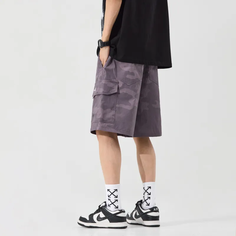 Menglaini Casual Shorts Unisex Purple-4