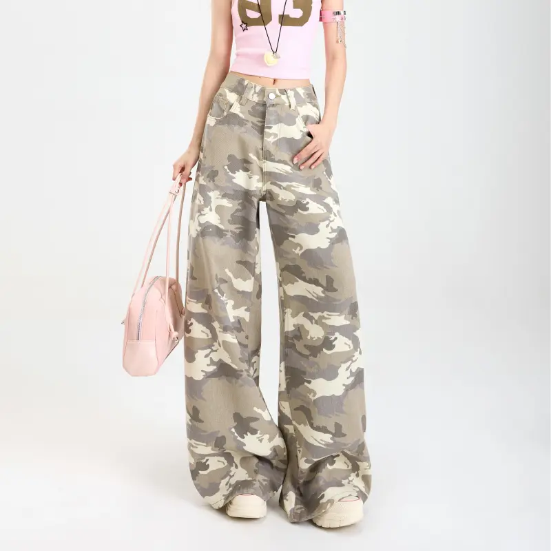 Menglaini Jeans Women's Camouflage-1