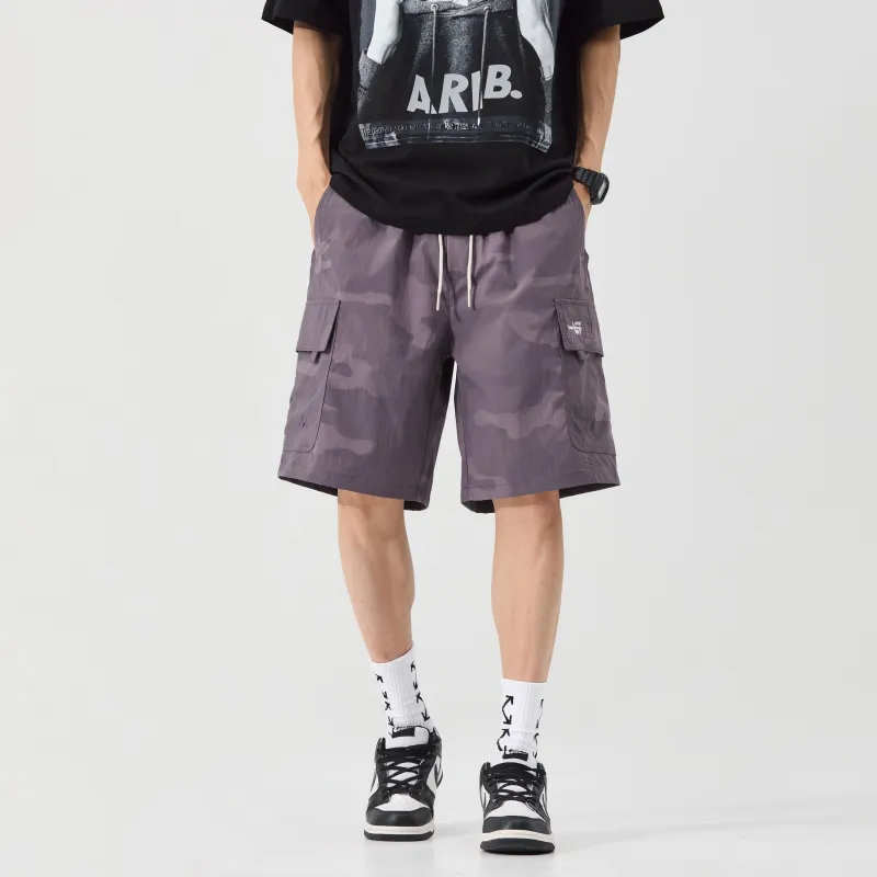Menglaini Casual Shorts Unisex Purple-3
