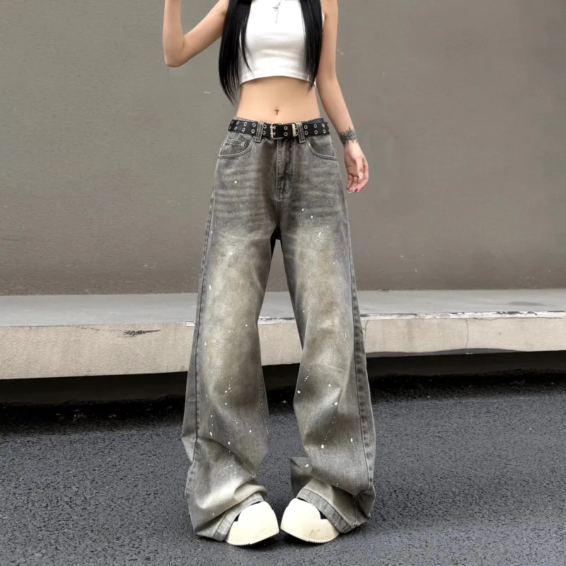 Menglaini Jeans Women's Gray-3