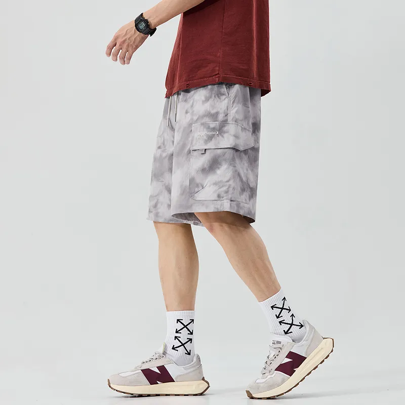 Menglaini Casual Shorts Unisex Beige Gray[Cool Body Sensation]-3