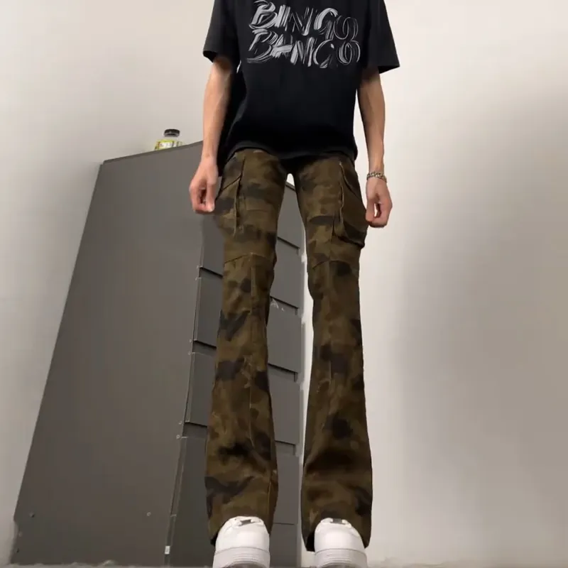 Menglaini Jeans Unisex Camouflage Pants-4