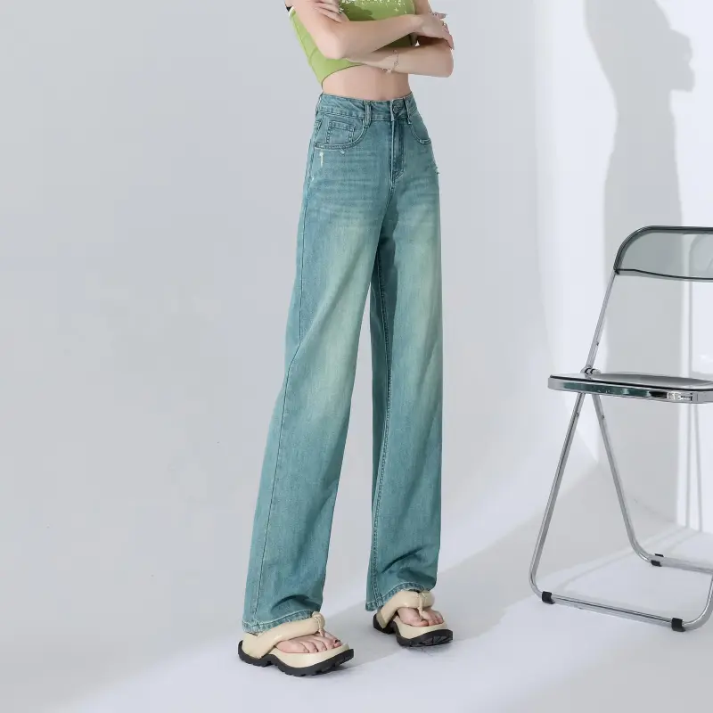 Menglaini Jeans Unisex Emerald Green-5