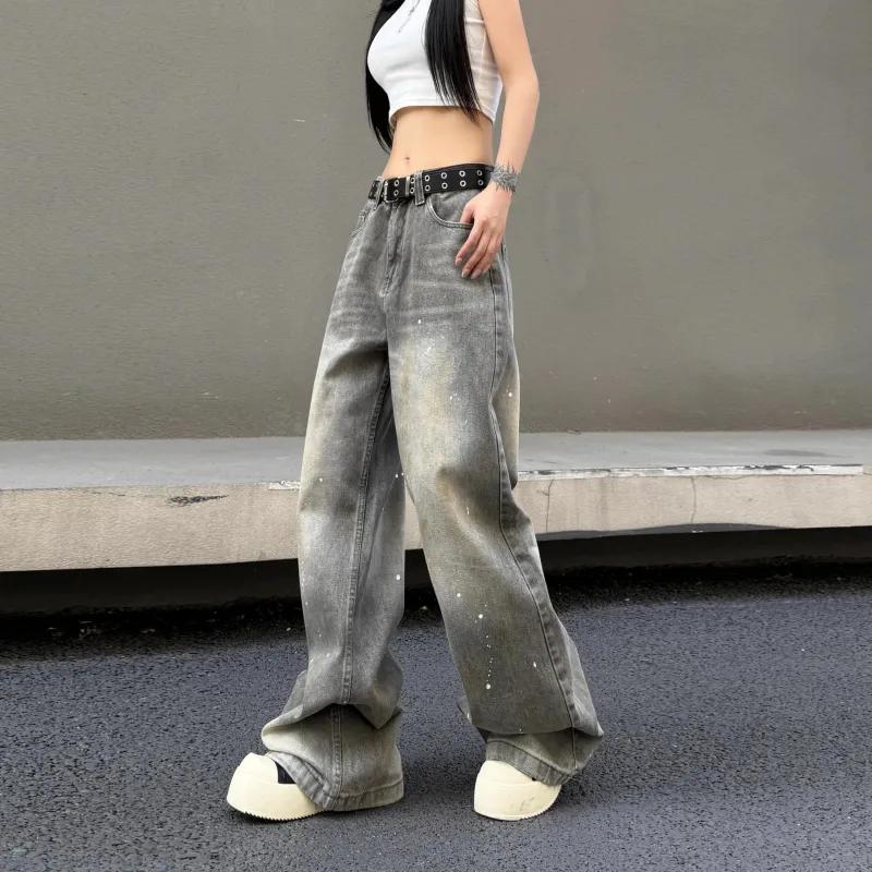 Menglaini Jeans Women's Gray-4