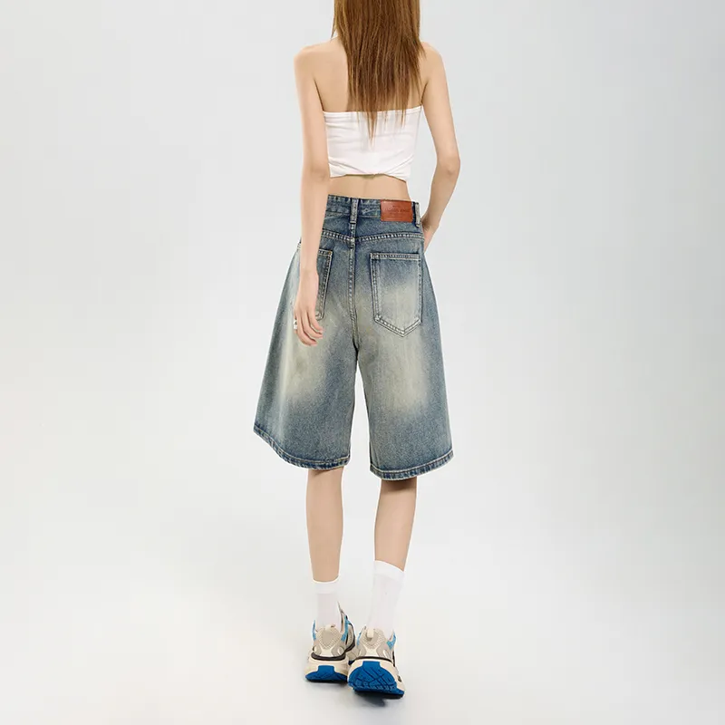 Menglaini Denim Shorts Women's Sky Blue-4