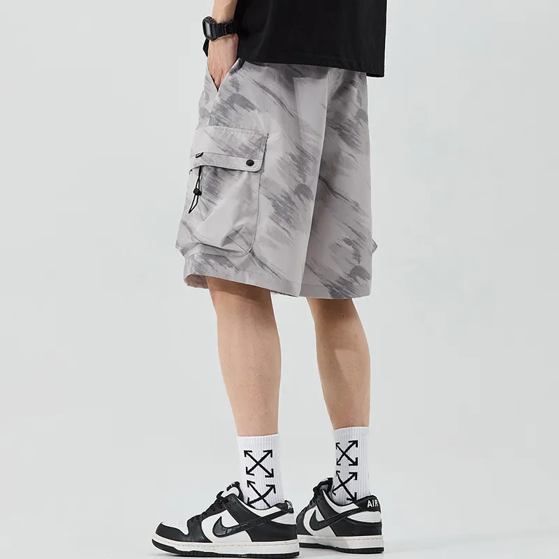 Menglaini Casual Shorts Unisex Beige Gray[Lightweight & Breathable]-4